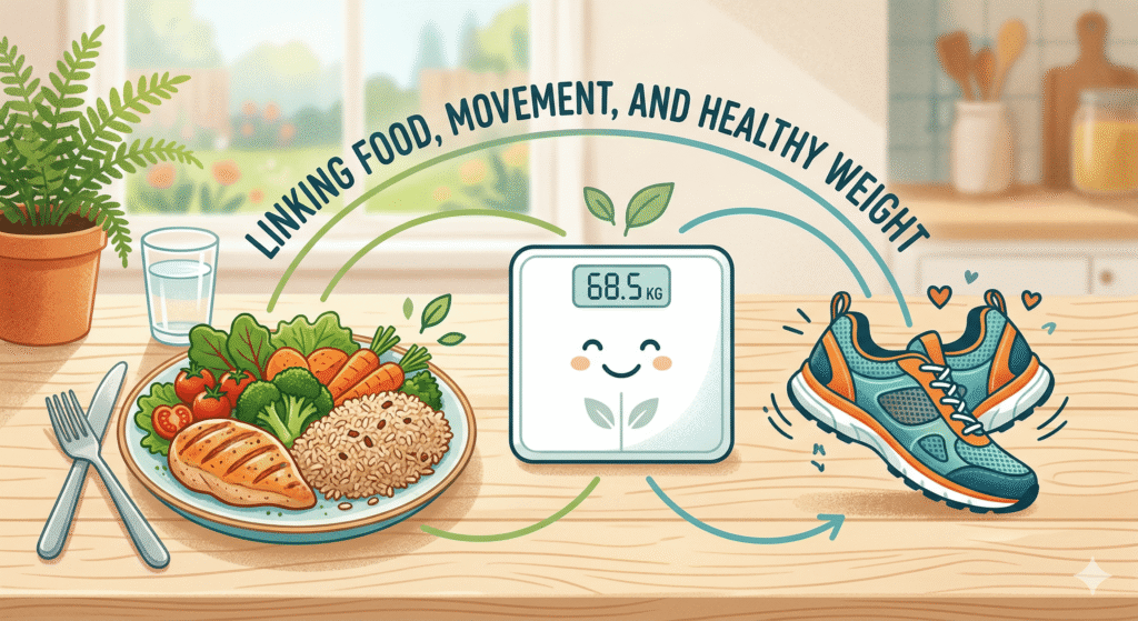 Balanced diet and fitness concept for maintaining healthy weight to reduce cancer risk
